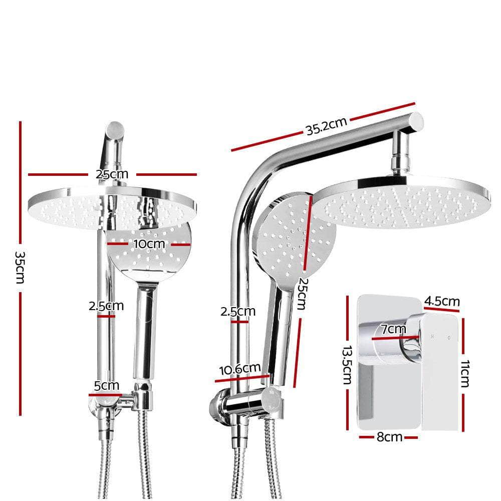 Chrome Handheld Round High Pressure Rain Shower Head Set With Mixer Tap