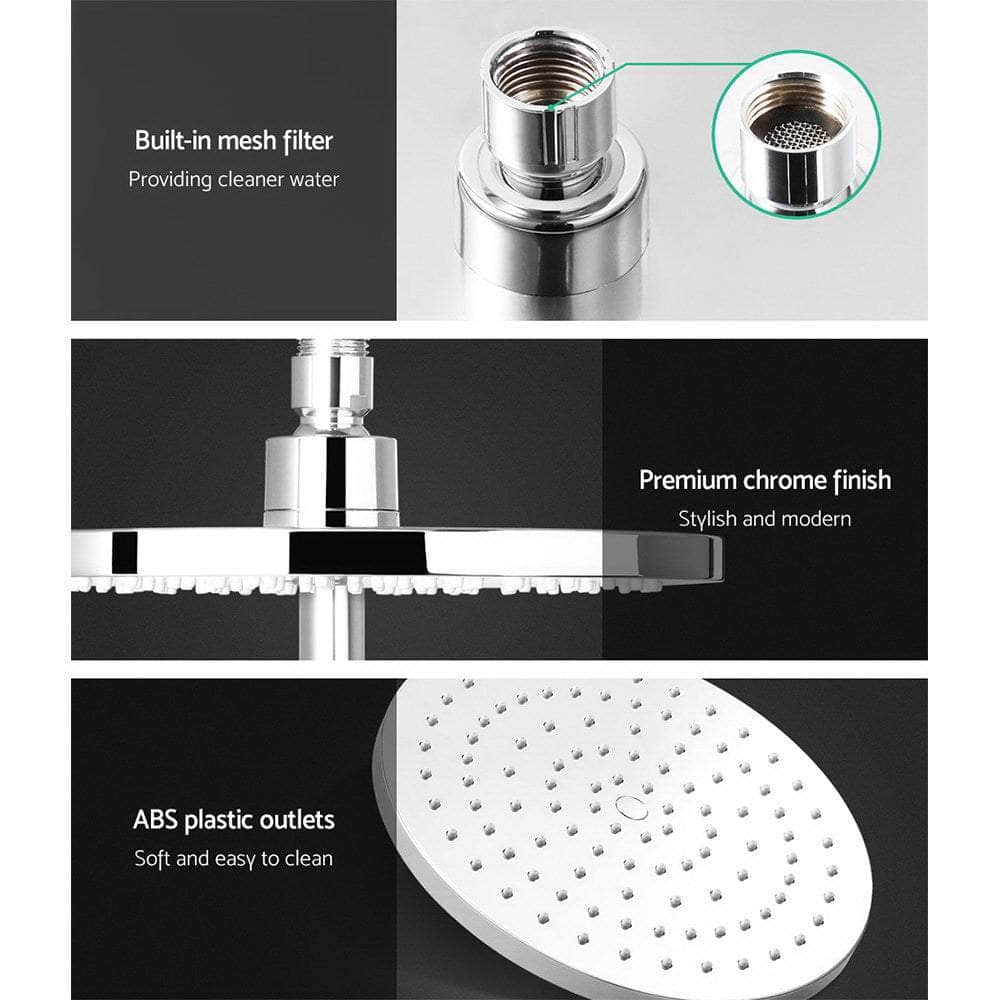Chrome Handheld Round High Pressure Rain Shower Head Set With Mixer Tap