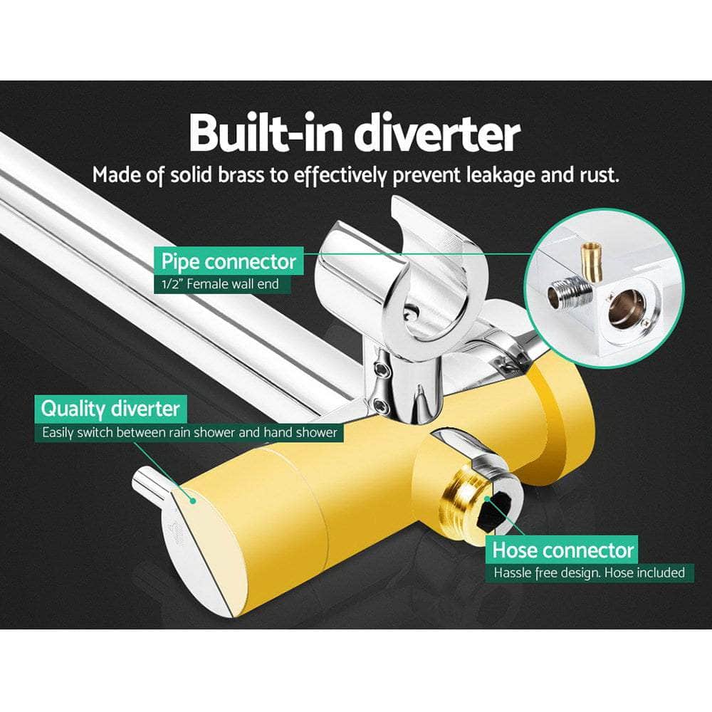 Chrome Handheld Round High Pressure Rain Shower Head Set With Mixer Tap
