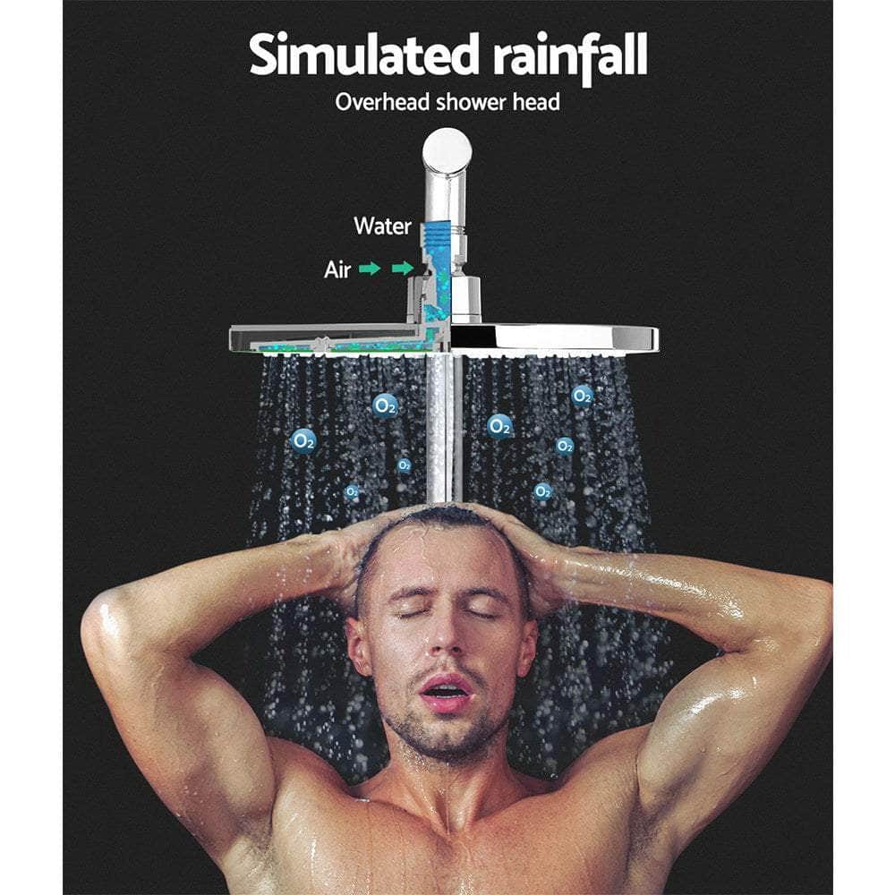 Chrome Handheld Round High Pressure Rain Shower Head Set With Mixer Tap