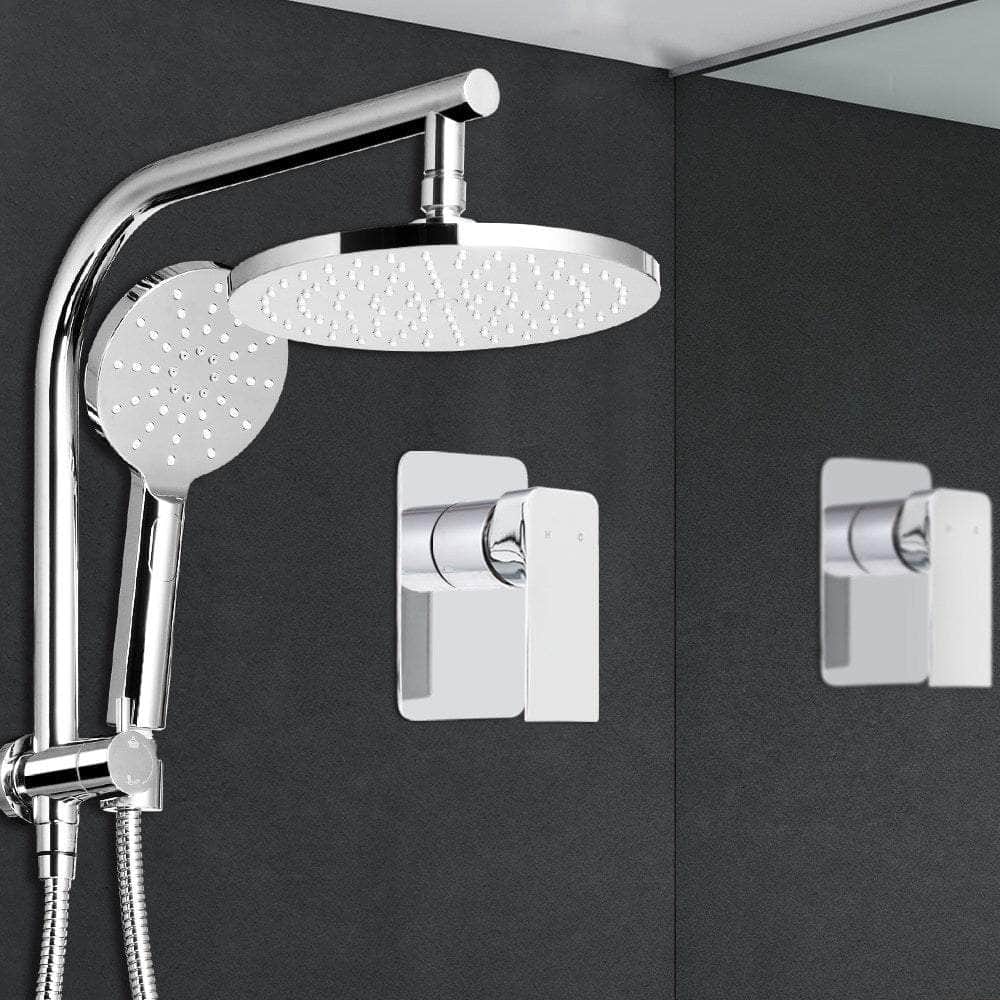 Chrome Handheld Round High Pressure Rain Shower Head Set With Mixer Tap