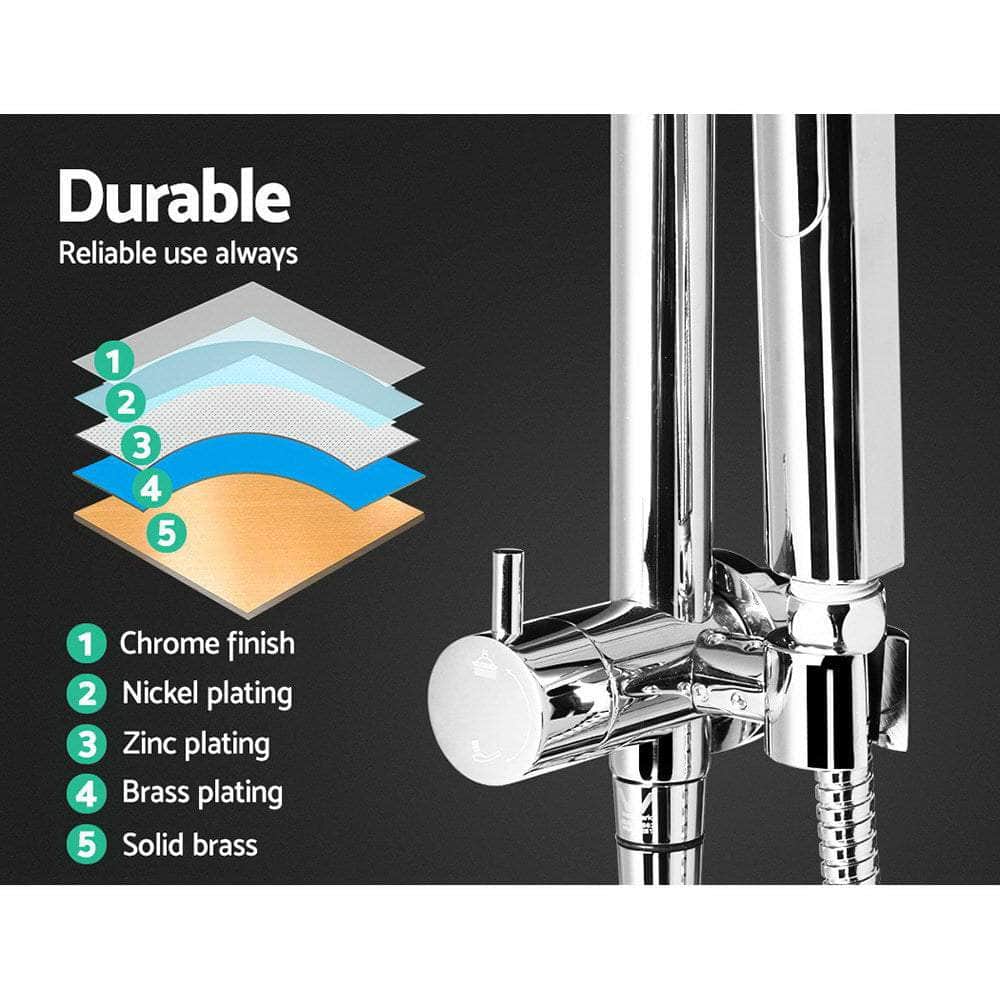 Chrome Handheld Round High Pressure Rain Shower Head Set With Twins Tap