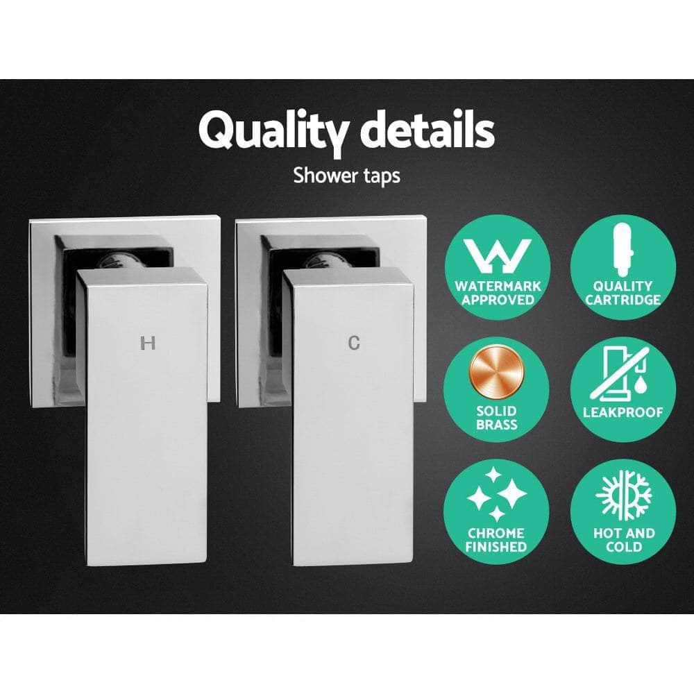 Chrome Handheld Round High Pressure Rain Shower Head Set With Twins Tap