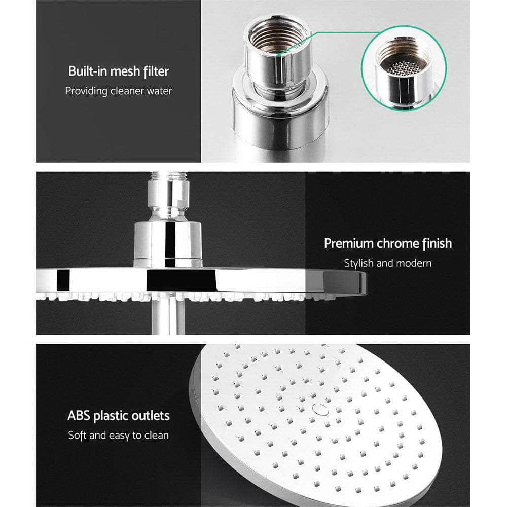 Chrome Handheld Round High Pressure Rain Shower Head Set With Twins Tap
