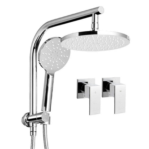 Chrome Handheld Round High Pressure Rain Shower Head Set With Twins Tap