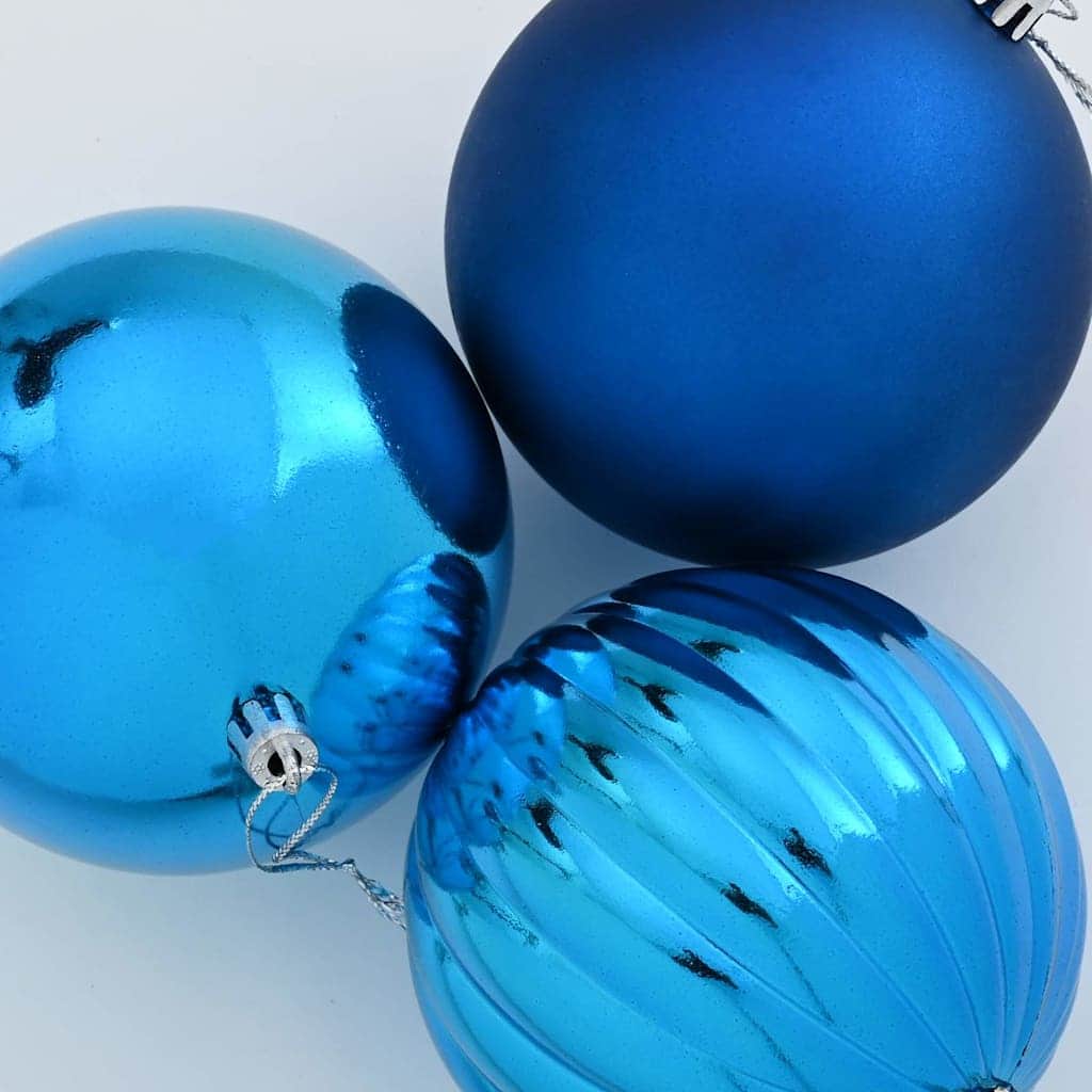 Classic Christmas Bauble Set 3 pcs Blue - Designer Finish - Stylish
