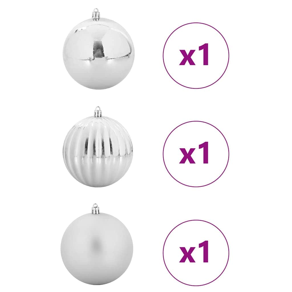 Classic Christmas Bauble Set 3 pcs Silver - Designer Finish - Stylish
