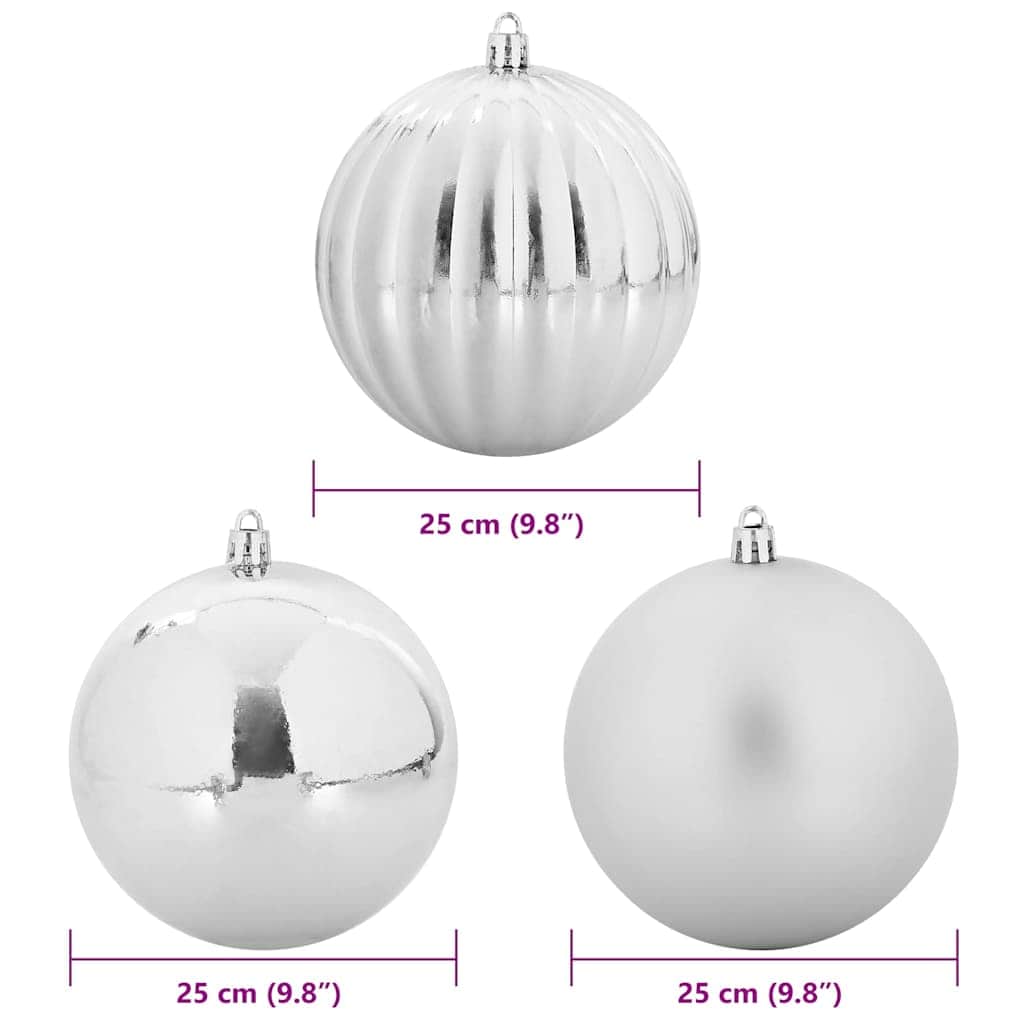 Classic Christmas Bauble Set 3 pcs Silver - Designer Finish - Stylish