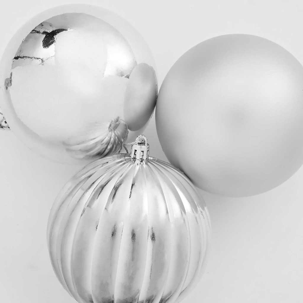 Classic Christmas Bauble Set 3 pcs Silver - Designer Finish - Stylish