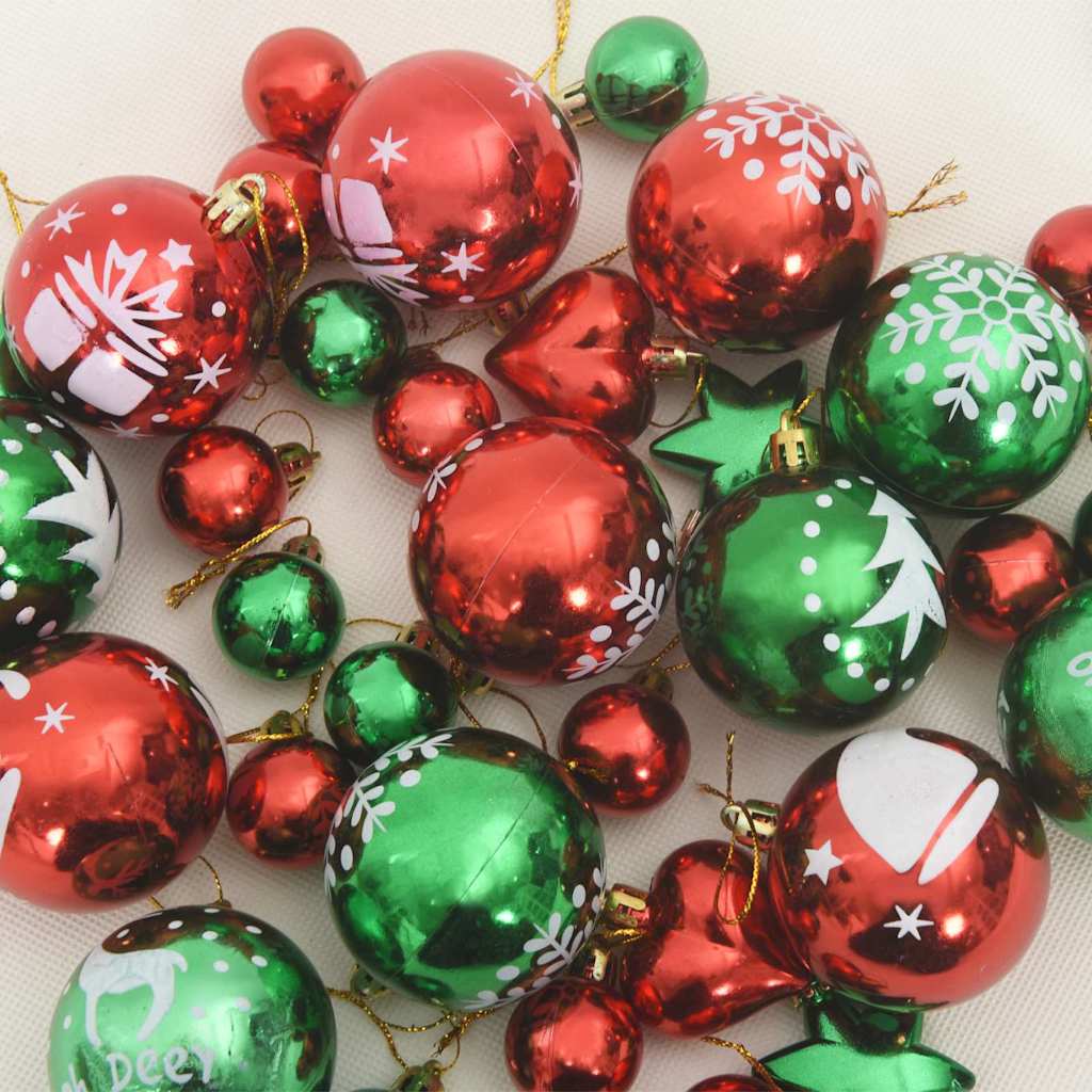 Classic Christmas Bauble Set 40 pcs Red and Green - Sturdy Frame