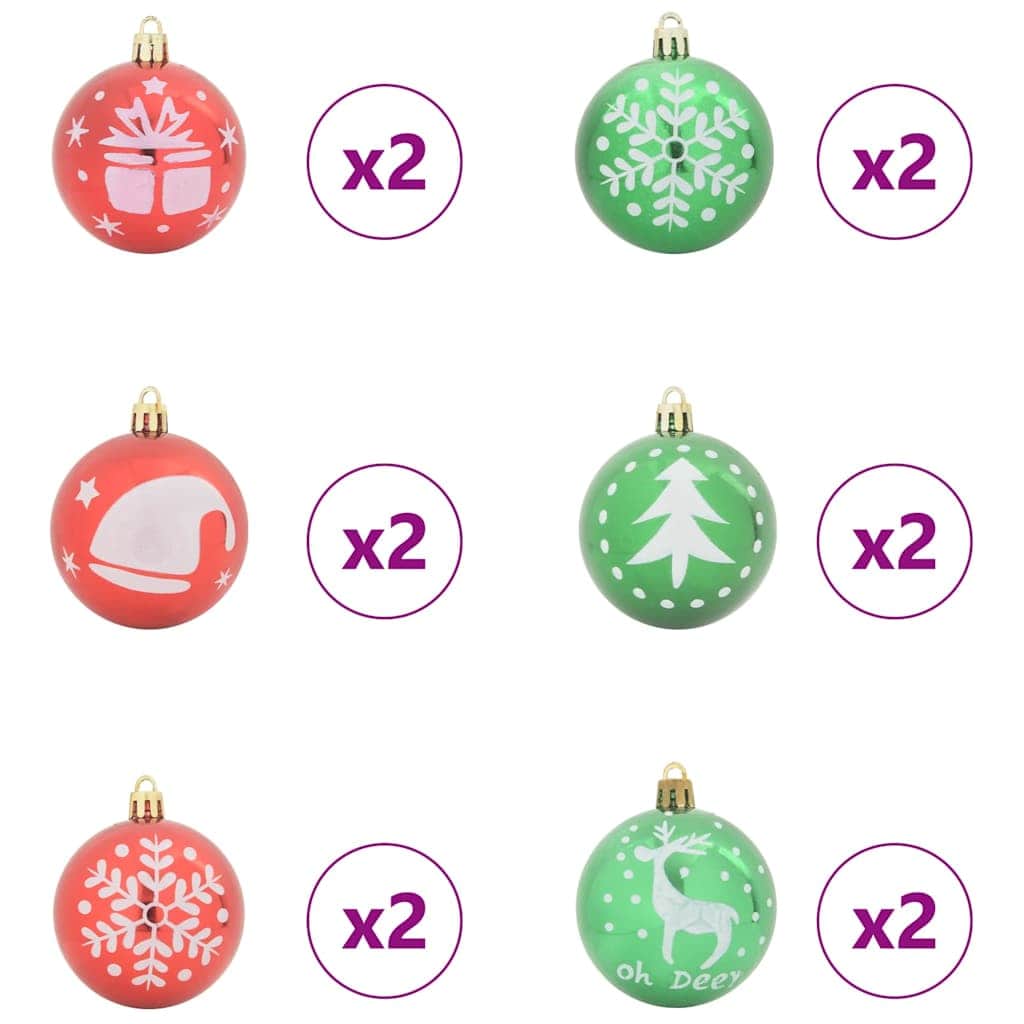 Classic Christmas Bauble Set 40 pcs Red and Green - Sturdy Frame