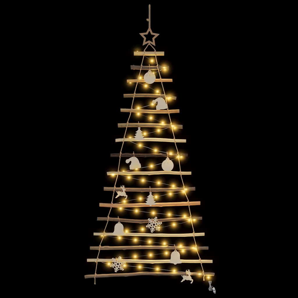 Classic Christmas Tree with 80 LEDs Natural 150cm Solid Ash wood - Soft