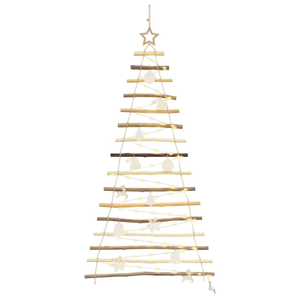 Classic Christmas Tree with 80 LEDs Natural 150cm Solid Ash wood - Soft