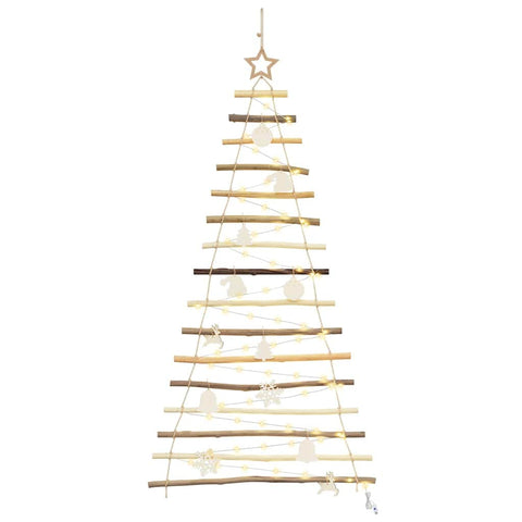 Classic Christmas Tree with 80 LEDs Natural 150cm Solid Ash wood - Soft