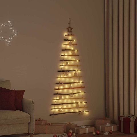 Classic Christmas Tree with 80 LEDs Natural 150cm Solid Ash wood - Soft