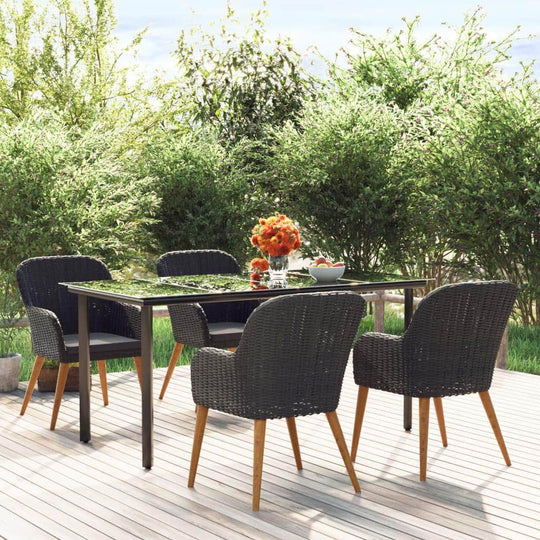 Classic Dining in Black: 5-Piece Garden Dining Set with