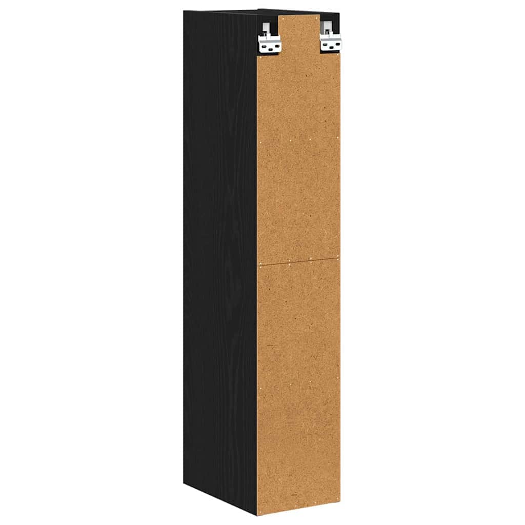 Classic Hanging Cabinet with Shelf Riga Black Oak - Soft Upholstery, Black colour