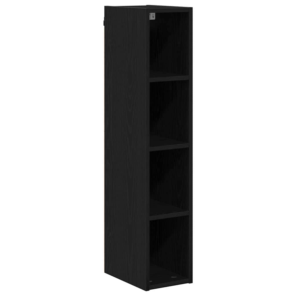 Black colour - Classic Hanging Cabinet with Shelf Riga Black Oak - Soft Upholstery