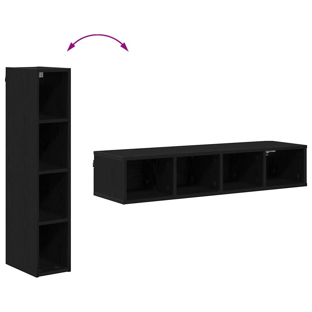 Classic Hanging Cabinet with Shelf Riga Black Oak - Soft Upholstery - Black colour