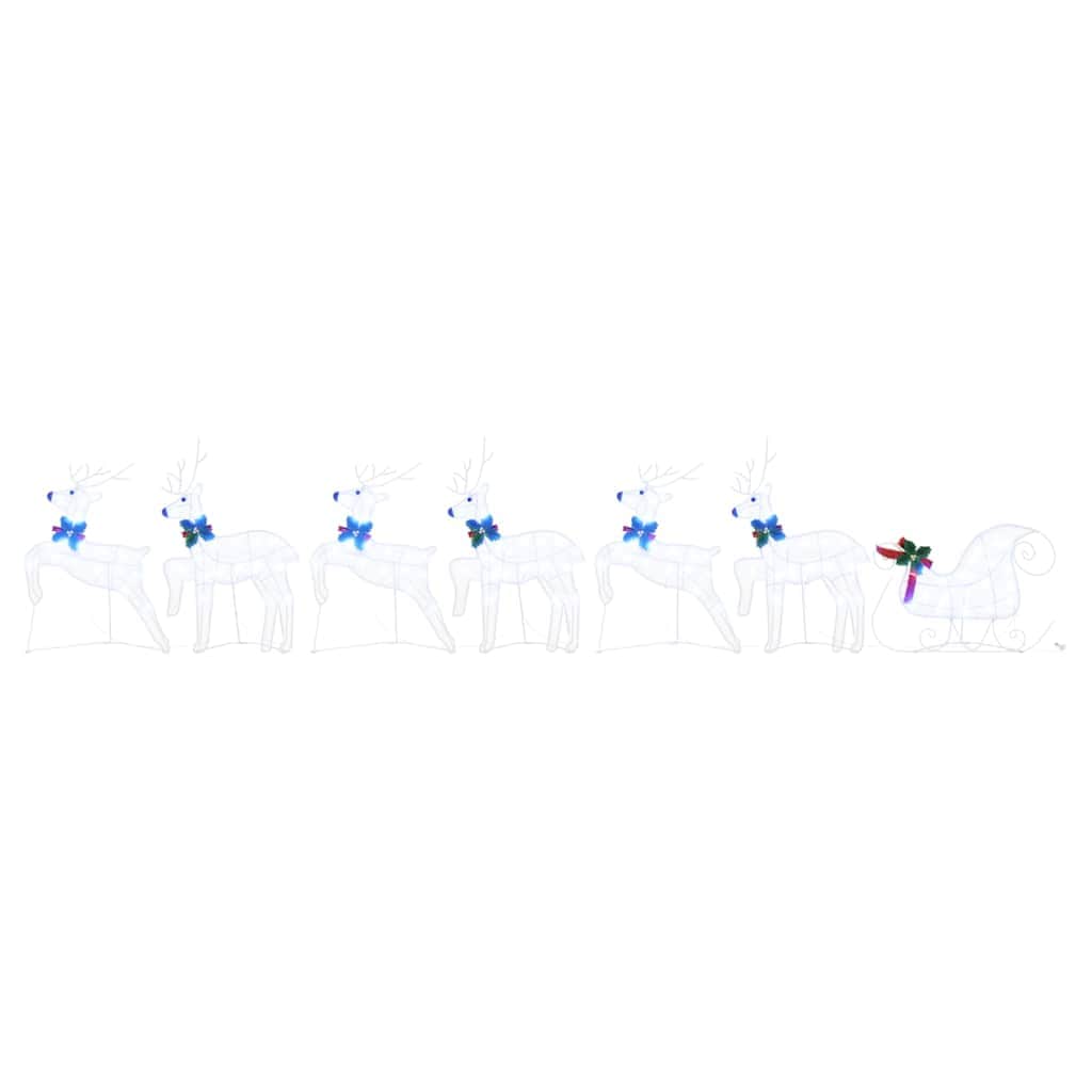 Fabric finish - Classic LED Reindeers 7 pcs White Fabric - Space-Saving Style