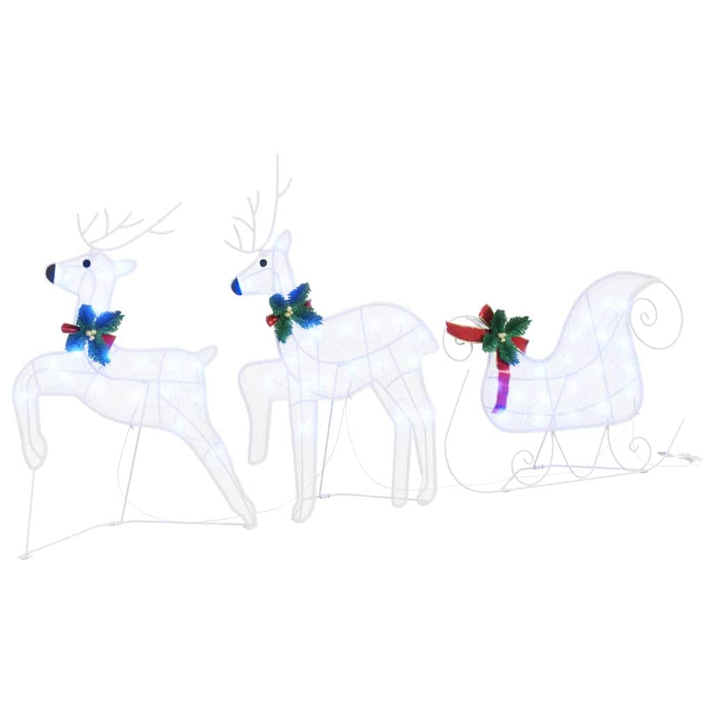 Classic LED Reindeers 7 pcs White Fabric - Space-Saving Style, Fabric finish
