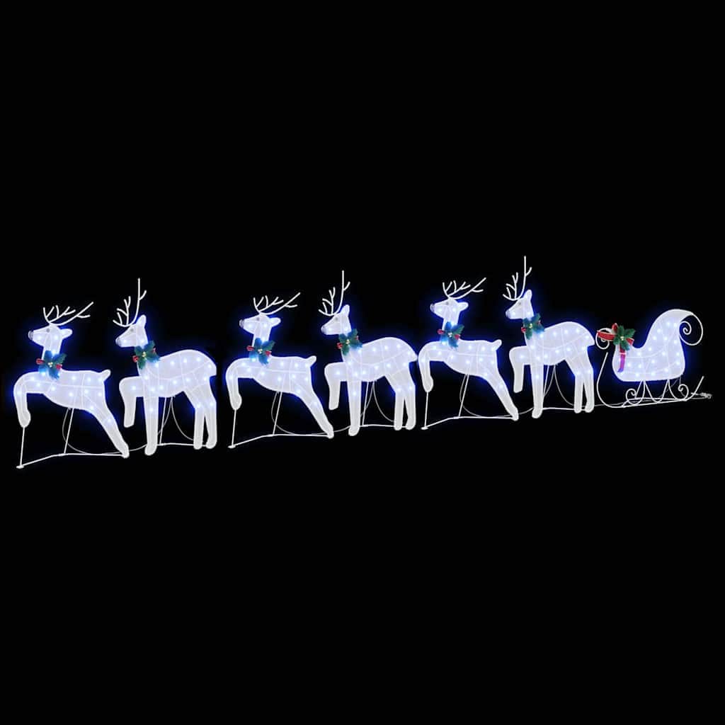 3vty - Classic LED Reindeers 7 pcs White Fabric - Space-Saving Style