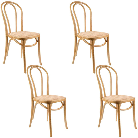 Classic Wooden Dining Chairs: Set of 4/6 with Rattan Seats - Oak Finish