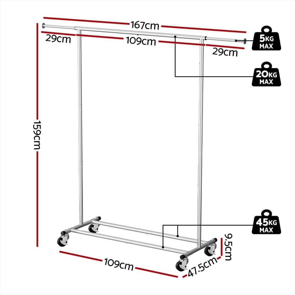 Clothes Rack Airer Rail Coat Stand Adjustable Hanger - Stylish