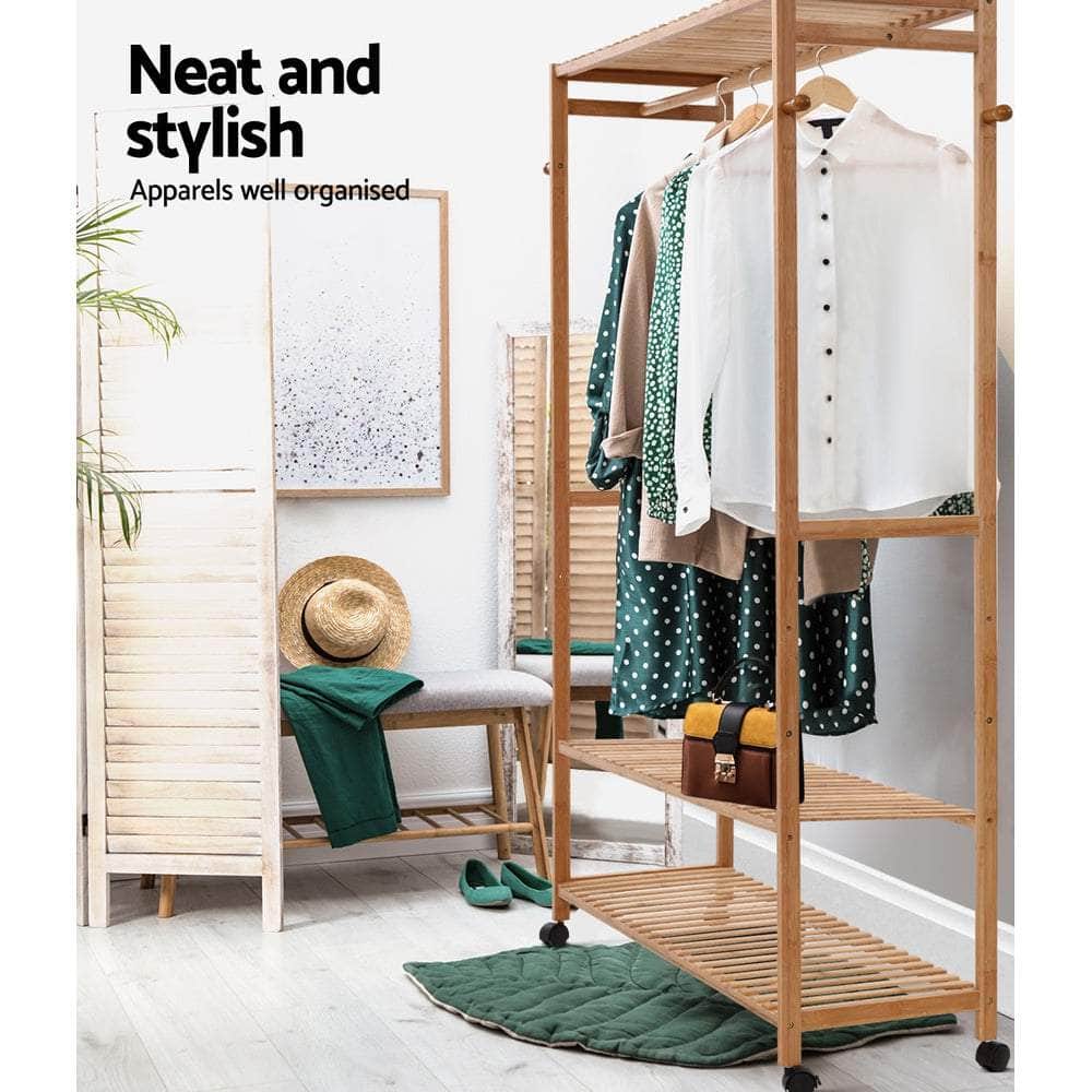 Clothes Rack Coat Stand 165X112Cm Hanger Wheels