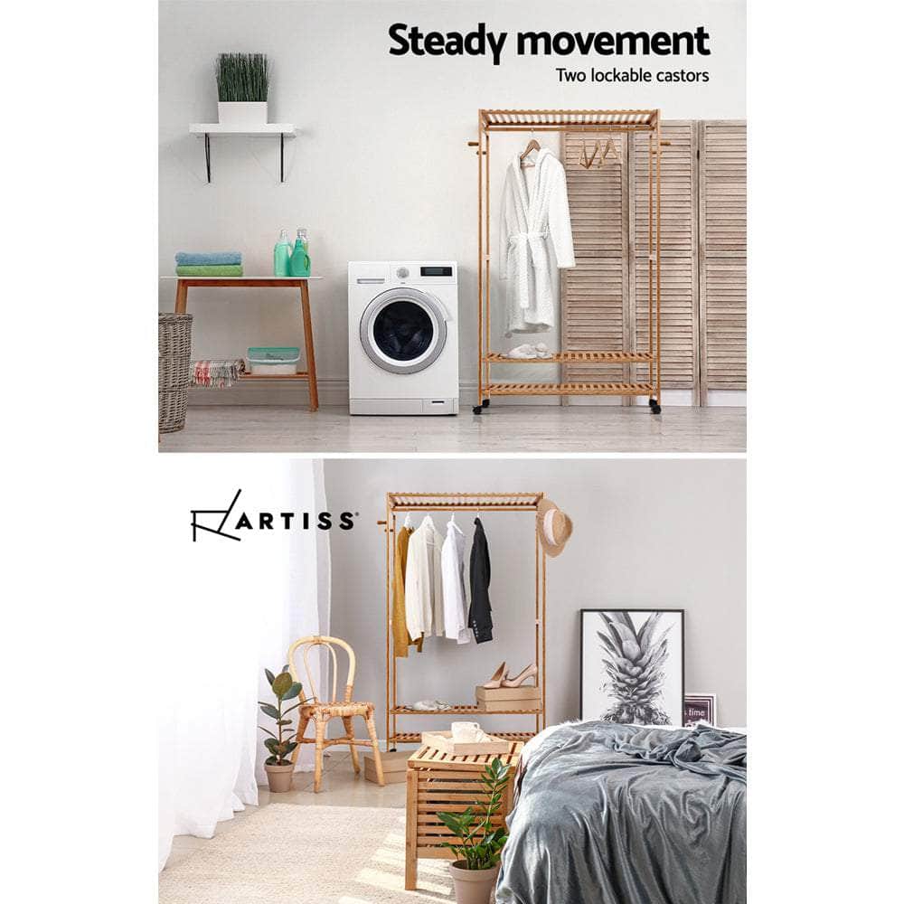 Clothes Rack Coat Stand 165X112Cm Hanger Wheels
