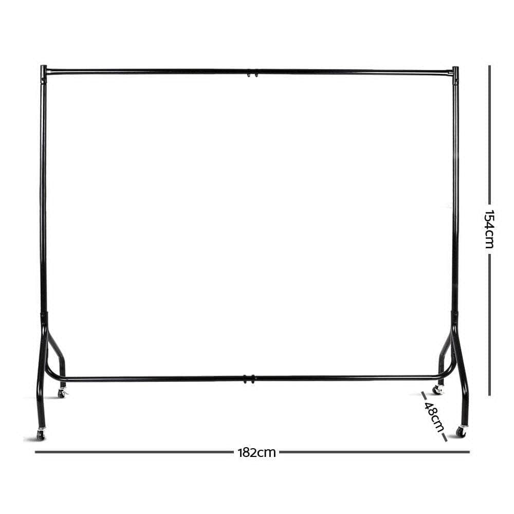 Clothes Rack Coat Stand 6Ft Rail Wheels