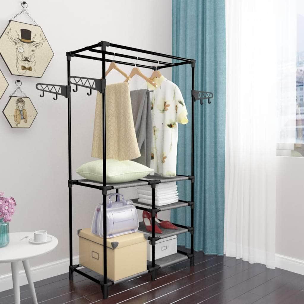 Clothes Rack Steel and Non-woven Fabric Black