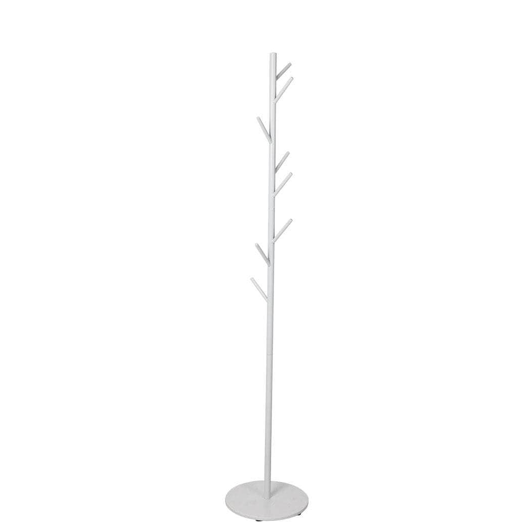 Clothes Stand Coat Rack Metal Rail Portable Hanger Stand White