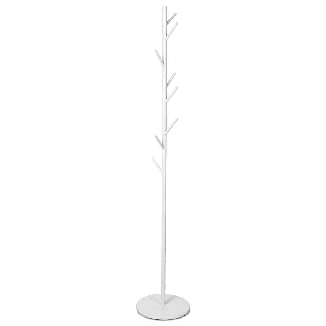 Clothes Stand Coat Rack Metal Rail Portable Hanger Stand White