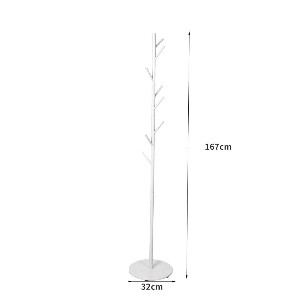Clothes Stand Coat Rack Metal Rail Portable Hanger Stand White