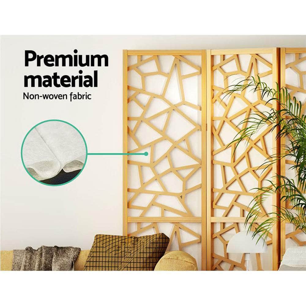 Clover Room Divider Screen Privacy Wood Dividers Stand 6 Panel Natural