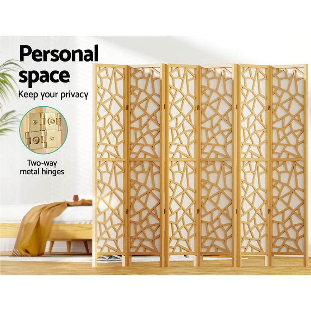 Clover Room Divider Screen Privacy Wood Dividers Stand 6 Panel Natural