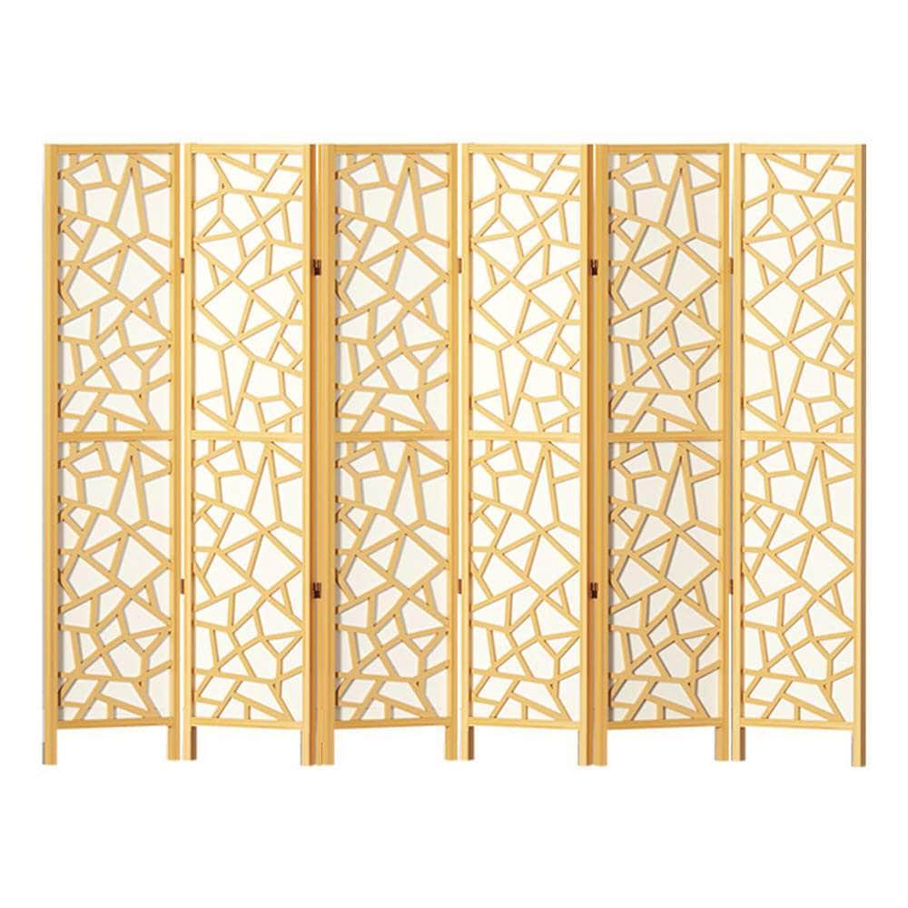 Clover Room Divider Screen Privacy Wood Dividers Stand 6 Panel Natural