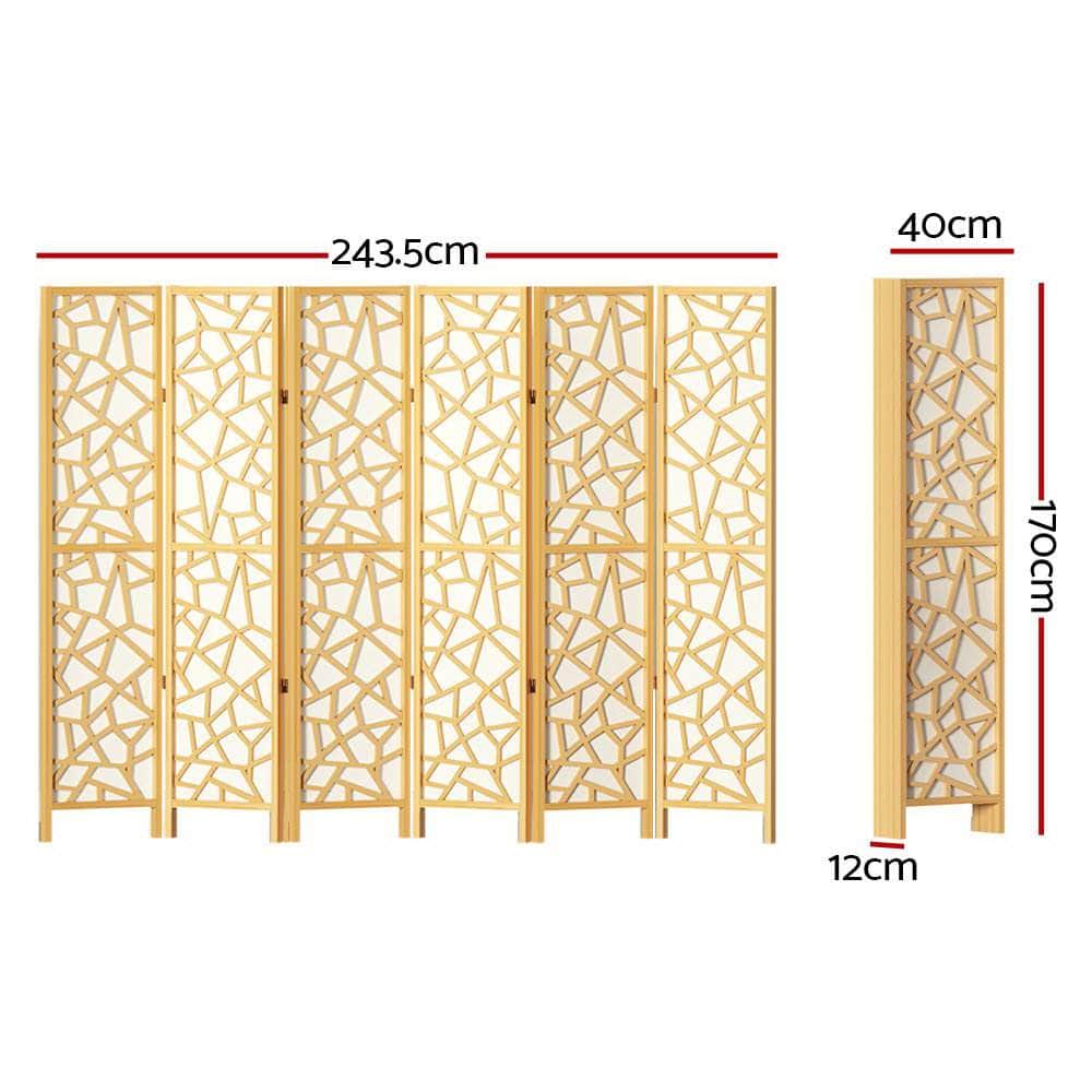 Clover Room Divider Screen Privacy Wood Dividers Stand 6 Panel Natural