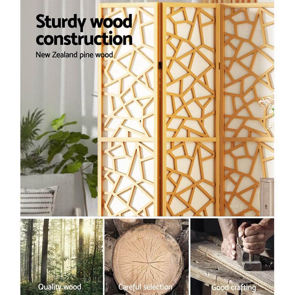 Clover Room Divider Screen Privacy Wood Dividers Stand 8 Panel Natural