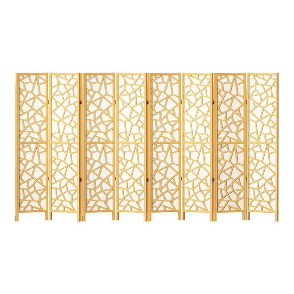 Clover Room Divider Screen Privacy Wood Dividers Stand 8 Panel Natural