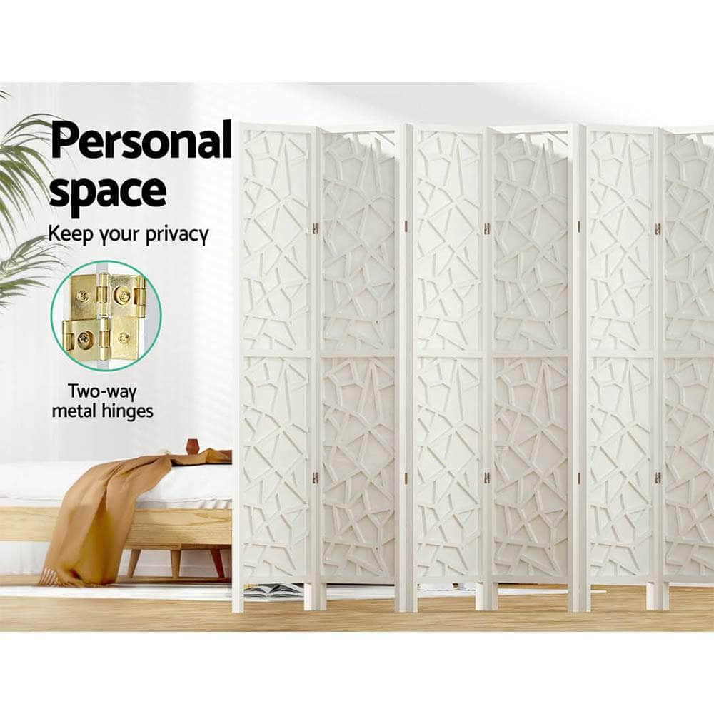 Clover Room Divider Screen Privacy Wood Dividers Stand 8 Panel White