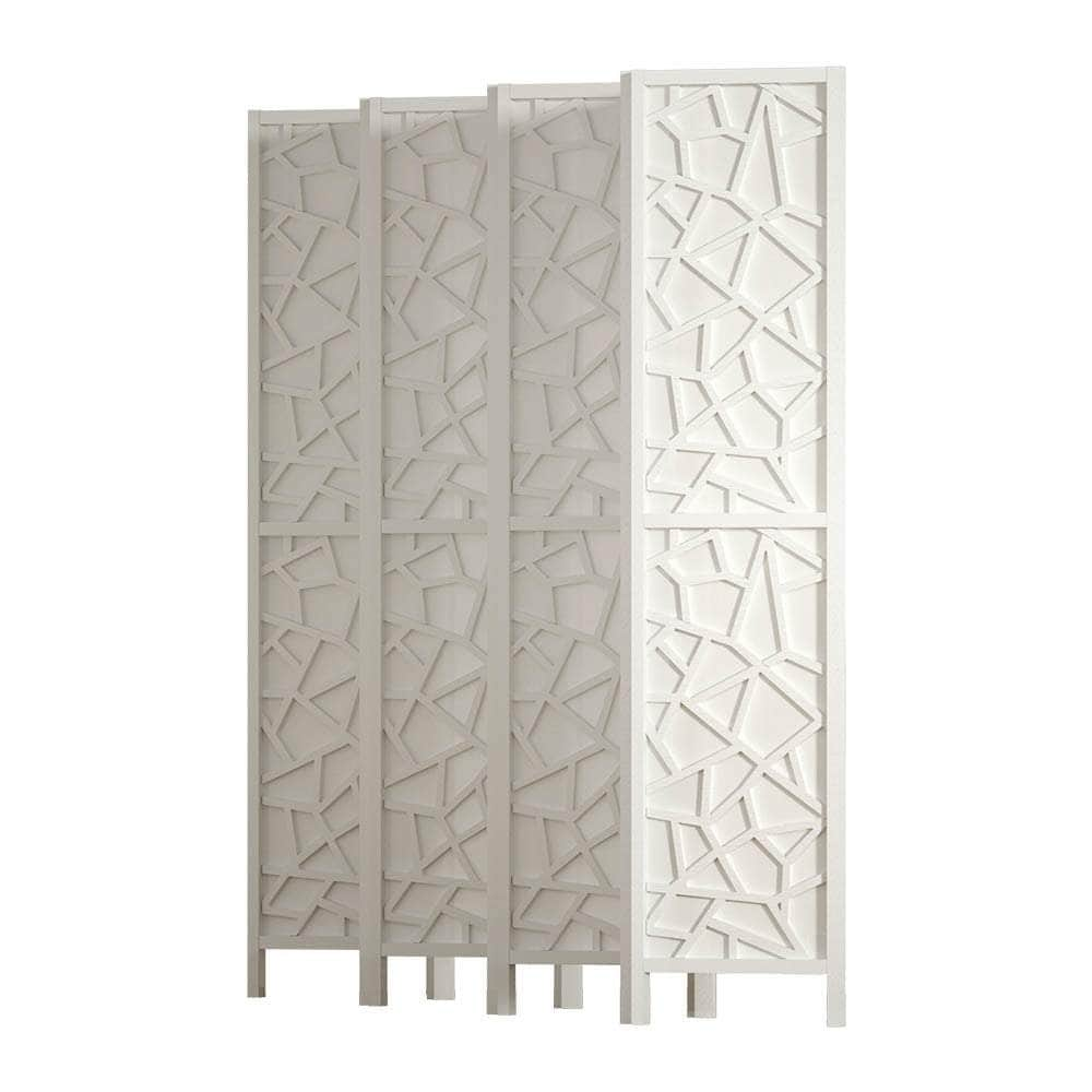 Clover Room Divider Screen Privacy Wood Dividers Stand 8 Panel White