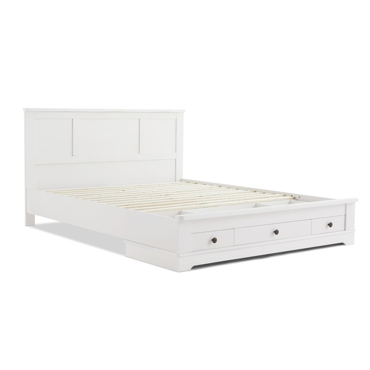 Coastal-Inspired White Bedframe with Double Storage Drawers