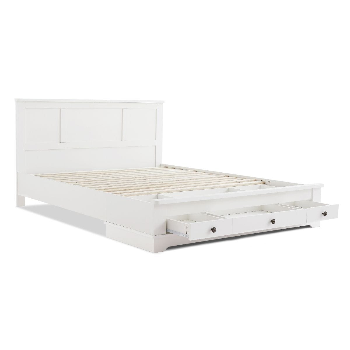 Coastal-Inspired White Bedframe with Double Storage Drawers