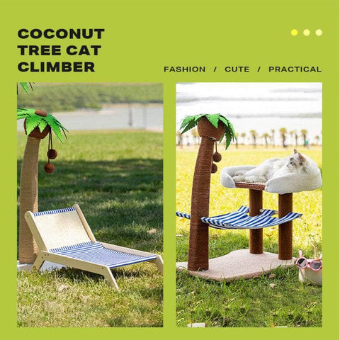 Wood Coconut Tree Lounge Chair Pet Bed & Scratching Post