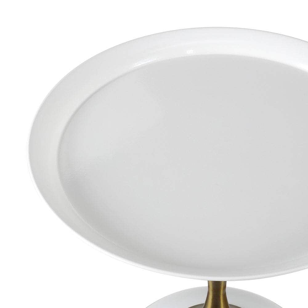 Coffee Side Table Round Metal Black/White