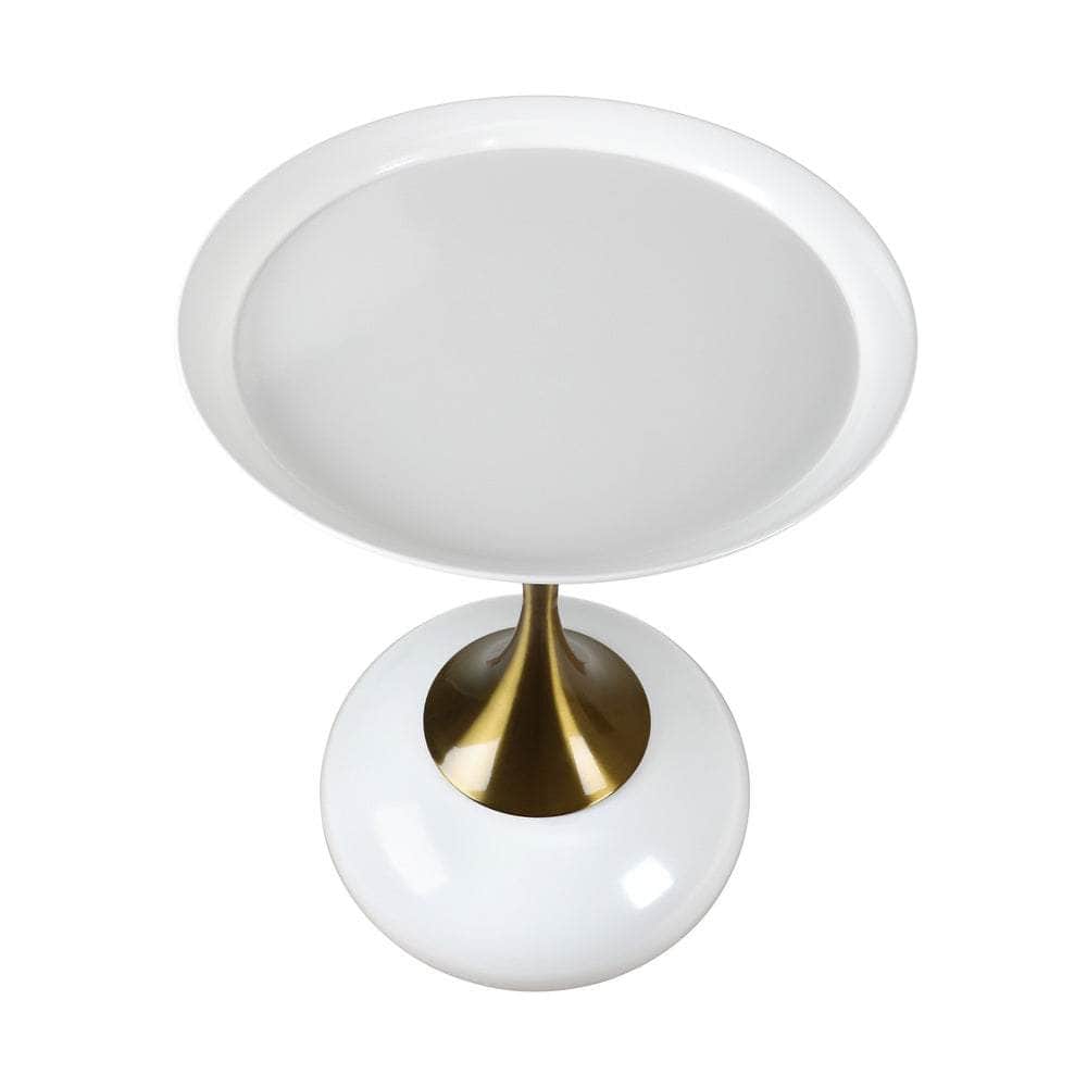 Coffee Side Table Round Metal Black/White