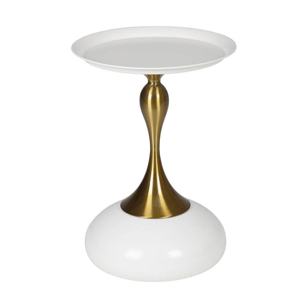 Coffee Side Table Round Metal Black/White