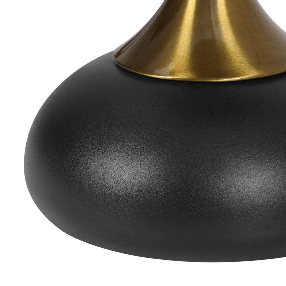 Coffee Side Table Round Metal Black/White